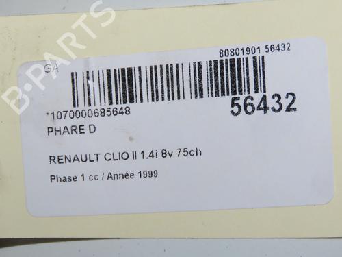 Used Right headlight RENAULT CLIO II (BB_, CB_) 1.4 (B/CB0C, B/CB0S) (75 hp) 31274450