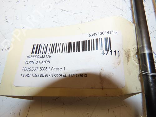 Tailgate lift support PEUGEOT 5008 (0U_, 0E_) 1.6 HDi | BP17037549C138