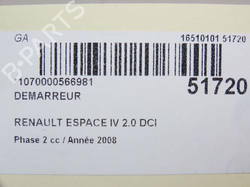 Startmotor RENAULT ESPACE IV (JK0/1_) 2.0 dCi (JK01, JK02, JK1J, JK1K, JK1H) (150 hp) 28828984