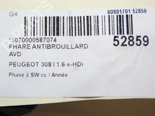 Right front fog light PEUGEOT 308 SW I (4E_, 4H_) 1.6 HDi | BP28969376C31 