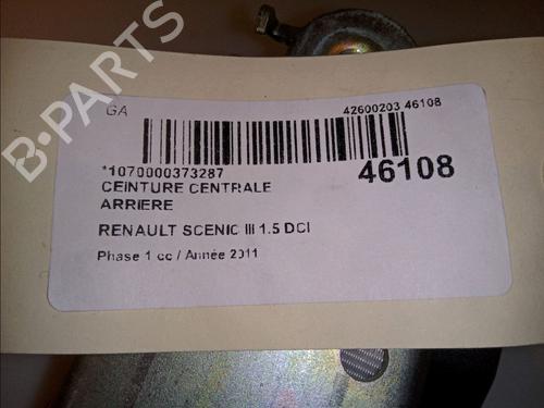 Rear center seatbelt RENAULT SCÉNIC III (JZ0/1_) 1.5 dCi | BP14878786I27 