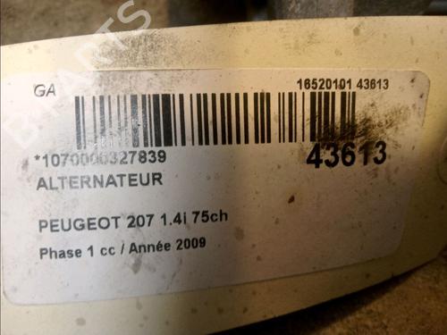Generator PEUGEOT 207 (WA_, WC_) 1.4 (73 hp) 9821659