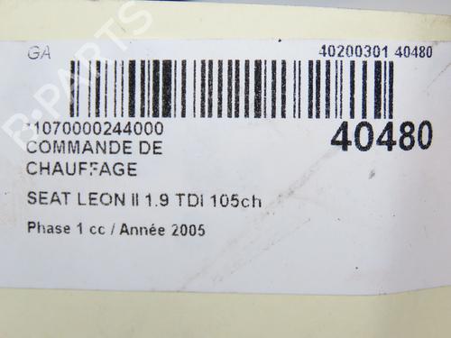 Used Climate control SEAT LEON (1P1) 1.9 TDI (105 hp) 28830318