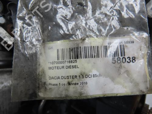 Used Engine Engine DACIA DUSTER (HS_) 1.5 dCi (86 hp) 34609405 34609405