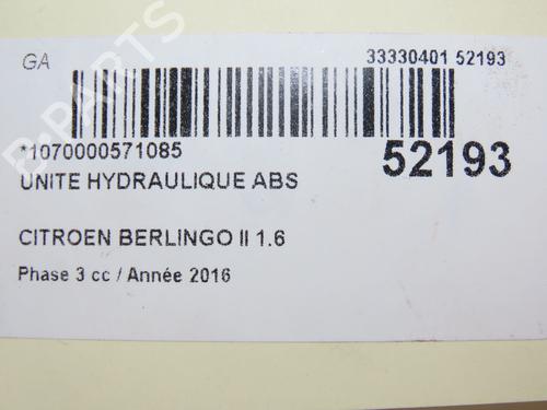 Used ABS pump CITROËN BERLINGO Box Body/MPV (B9) 1.6 BlueHDi 100 (99 hp) 28829956