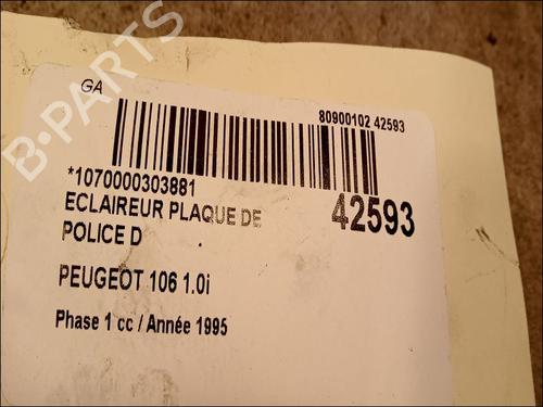 Nummerpladelys PEUGEOT 106 I (1A, 1C) 1.0 (50 hp) 14880573