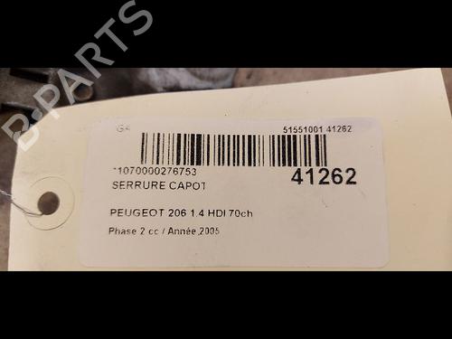 Used Hood lock PEUGEOT 206 Hatchback (2A/C) 1.4 HDi eco 70 (68 hp) 9613611