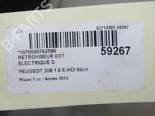 Specchietto retrovisore destro Specchietto retrovisore destro PEUGEOT 208 I (CA_, CC_) 1.6 HDi (92 hp) 37275910 37275910