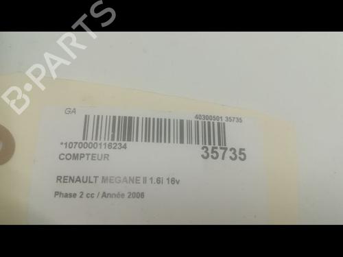 Used Instrument cluster RENAULT MEGANE II Saloon (LM0/1_) 1.6 16V (LM1R, LM0C) (112 hp) 9598113