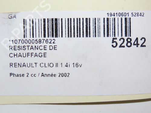 Used Heater resistor RENAULT CLIO II (BB_, CB_) 1.4 16V (B/CB0P, BB13) (98 hp) 28967210