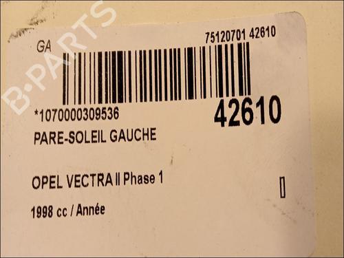 Left sun visor OPEL VECTRA B (J96) 1.6 i 16V (F19) | BP9617371I1