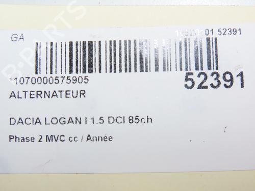 Used Alternator DACIA LOGAN MCV (KS_) 1.5 dCi (KS0W) (86 hp) 28829093