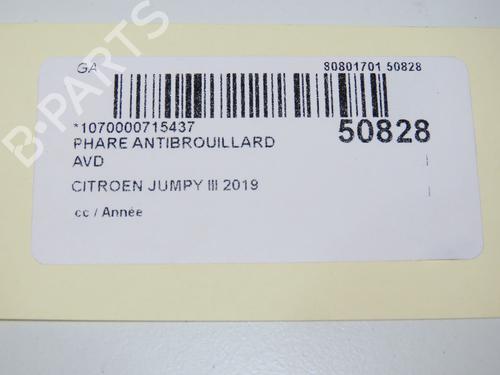 Højre foran tåkelykt CITROËN JUMPY III Van (V_) 1.5 BlueHDi 120 (120 hp) 32129689