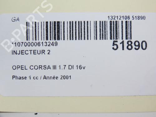 Used Injector Injector OPEL CORSA C (X01) 1.7 DI (F08, F68) (65 hp) 28966961 28966961