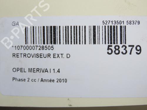 Used Right mirror Right mirror OPEL MERIVA A MPV (X03) 1.4 16V Twinport LPG (E75) (90 hp) 36511039 36511039