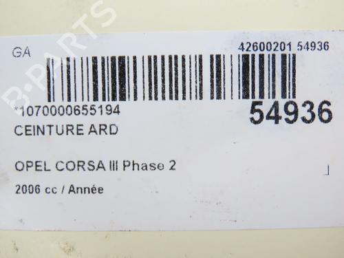 Gurtstraffer rechts hinten für OPEL CORSA C (X01) 1.3 CDTI (F08, F68) (70 hp) 28830668
