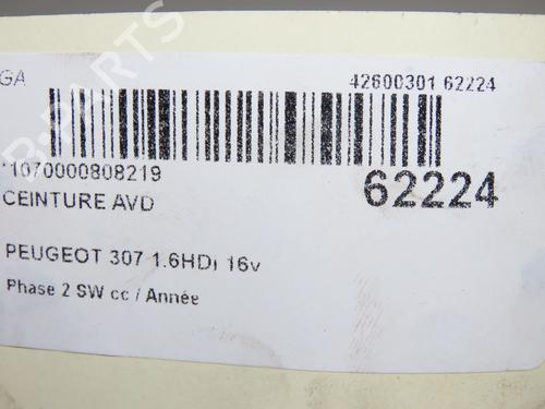 Used Front right seatbelt Front right seatbelt PEUGEOT 307 SW (3H) 1.6 HDI 110 (109 hp) 40050827 40050827
