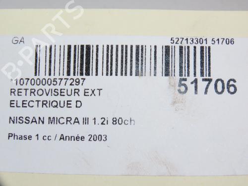 Right mirror NISSAN MICRA III (K12) 1.2 16V | BP23098736C27 