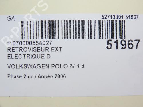 Right mirror VW POLO IV (9N_, 9A_) 1.4 TDI | BP28831359C27 