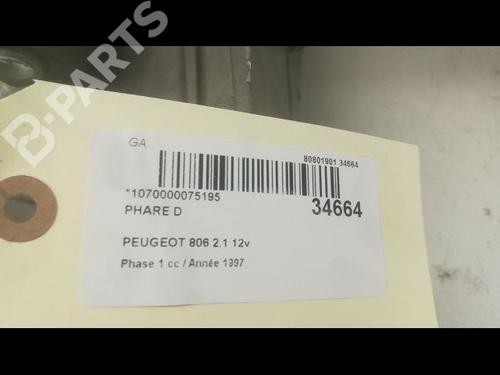Right headlight PEUGEOT 806 (221) 2.1 td 12V | BP9595973C29 