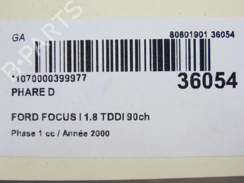 Højre forlygte FORD FOCUS I Turnier (DNW) 1.8 Turbo DI / TDDi (90 hp) 23177641