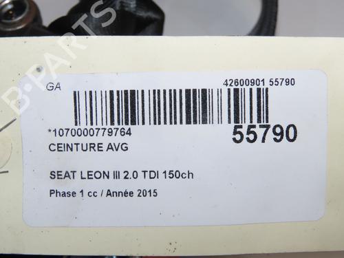 Front left seatbelt SEAT LEON (5F1) 2.0 TDI | BP38548092I26  - Image 6
