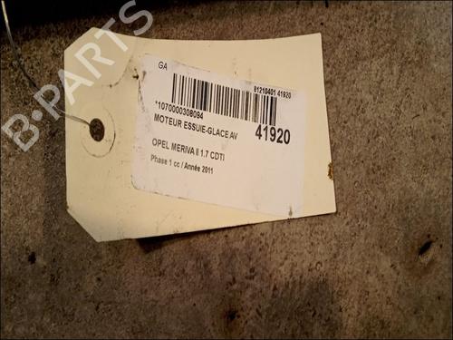 Used Front wiper motor OPEL MERIVA B MPV (S10) 1.7 CDTI (75) (110 hp) 9617295