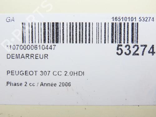 Used Starter PEUGEOT 307 CC (3B) 2.0 HDi 135 (136 hp) 27709884
