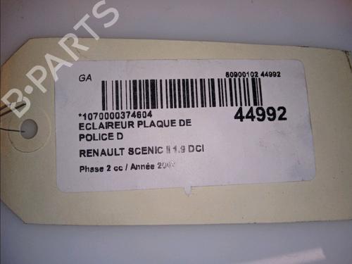Used Licence plate light RENAULT SCÉNIC II (JM0/1_) 1.9 dCi (JM14) (131 hp) 14880650