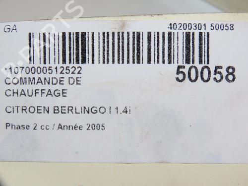 Climate control CITROËN BERLINGO / BERLINGO FIRST MPV (MF_, GJK_, GFK_) 1.4 i (MFKFX, MFKFW, GJKFWB, GJKFWC, GFKFWC) | BP23646930I5 