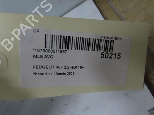 Left front fenders PEUGEOT 407 (6D_) 2.2 HDi 170 (6D4HTH) | BP28801865C41 