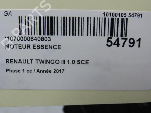 Used Engine RENAULT TWINGO III (BCM_, BCA_) 1.0 SCe 70 (BCMB) (69 hp) 29128742