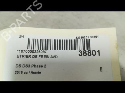 Used Right front brake caliper DS DS 3 (SA_) 1.2 THP 110 / PureTech 110 (SAHNPS, SAHNZ6, SAHNZT) (110 hp) 14877409