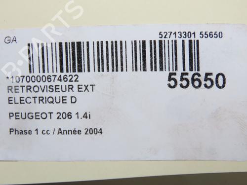 Used Right mirror PEUGEOT 206+ (2L_, 2M_) 1.4 i (2LKFWA, 2MKFWA) (75 hp) 32200856