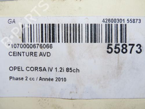 Højre fortil seleforstrammer OPEL CORSA D (S07) 1.2 (L08, L68) (86 hp) 31912137