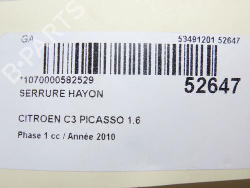 Used Tailgate lock CITROËN C3 Picasso (SH_) 1.6 HDi (90 hp) 28969255