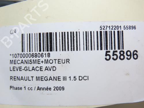 Used Front right window mechanism RENAULT MEGANE III Coupe (DZ0/1_) 1.5 dCi (DZ0B) (106 hp) 30767458