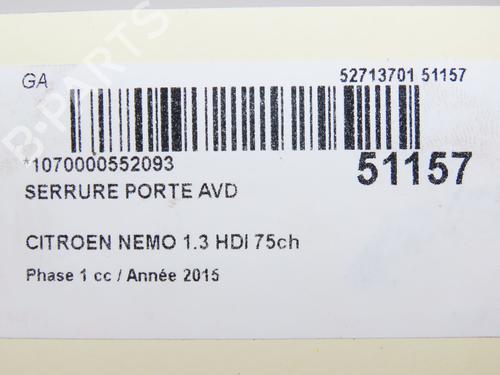 Front right lock CITROËN NEMO Box Body/MPV (AA_) 1.3 HDi 75 | BP19498014C97 