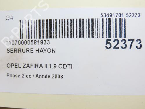 Used Tailgate lock OPEL ZAFIRA / ZAFIRA FAMILY B (A05) 1.9 CDTI (M75) (120 hp) 28832223