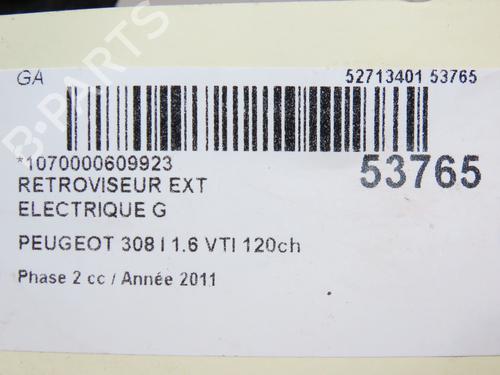 Left mirror PEUGEOT 308 SW I (4E_, 4H_) 1.6 16V | BP27665889C26 