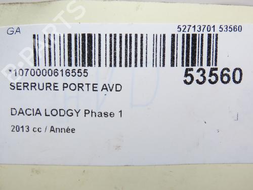 Used Front right lock DACIA LODGY (JS_) 1.2 TCe (JSAY, JSM0) (115 hp) 28831608