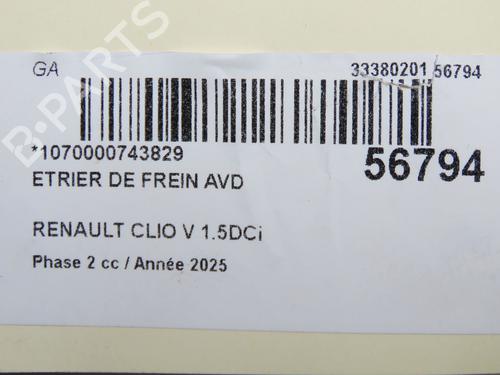 Used Right front brake caliper Right front brake caliper RENAULT CLIO V (B7_) 1.5 Blue dCi 100 (B7AD) (101 hp) 33998764 33998764