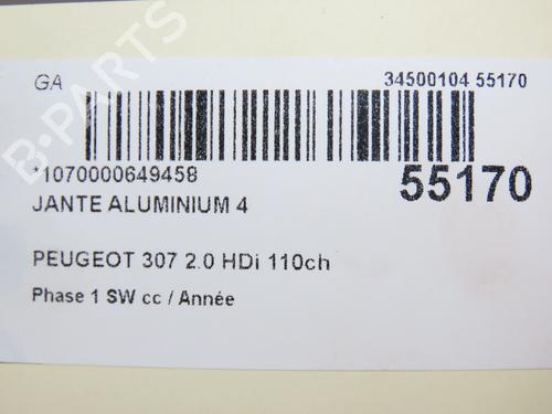 Used Rim PEUGEOT 307 Break (3E) 2.0 HDI 110 (107 hp) 28830147