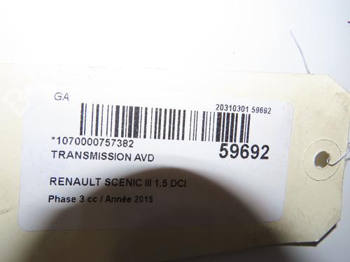 Transmisión delantera derecha Transmisión delantera derecha 38182311 38182311