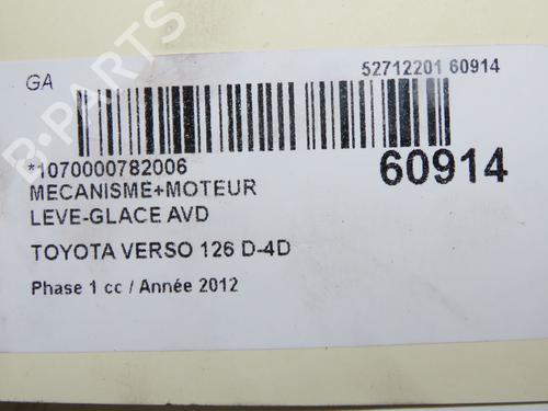 Elevalunas delantero derecho Elevalunas delantero derecho TOYOTA VERSO (_R2_) 2.0 D-4D (AUR20_, AUR20R) (126 hp) 37529795 37529795