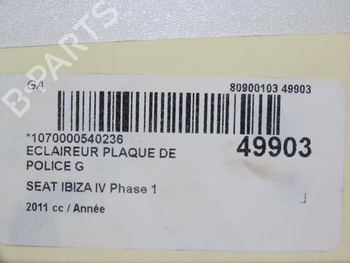 Used Licence plate light SEAT IBIZA IV ST (6J8, 6P8) 1.6 TDI (105 hp) 18663780