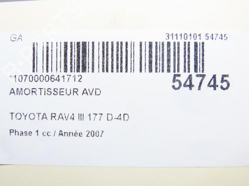Used Right front shock absorber TOYOTA RAV 4 III (_A3_) 2.2 D 4WD (ALA30_, ALA30R) (177 hp) 31120300