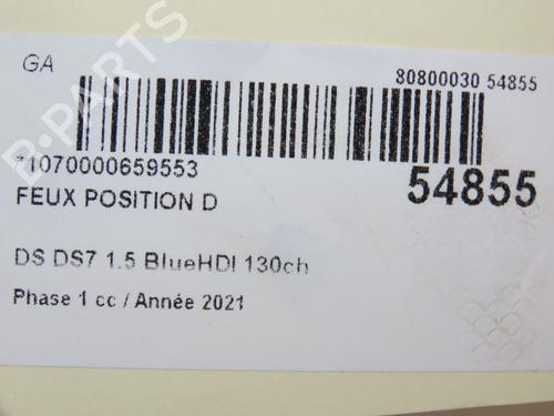 Used Right daytime light DS DS 7 Crossback (J4_, JR_, JC_) 1.5 BlueHDi 130 (JCYHZJ, JCYHZR) (130 hp) 28969364