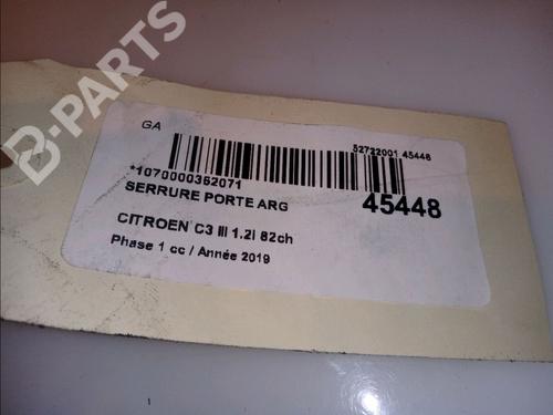 Rear left lock CITROËN C3 / C3 ORIGIN III (SX) 1.2 PureTech 82 | BP11103521C100 