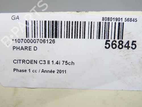 Used Right headlight Right headlight CITROËN C3 II (SC_) 1.4 LPG (73 hp) 32100513 32100513